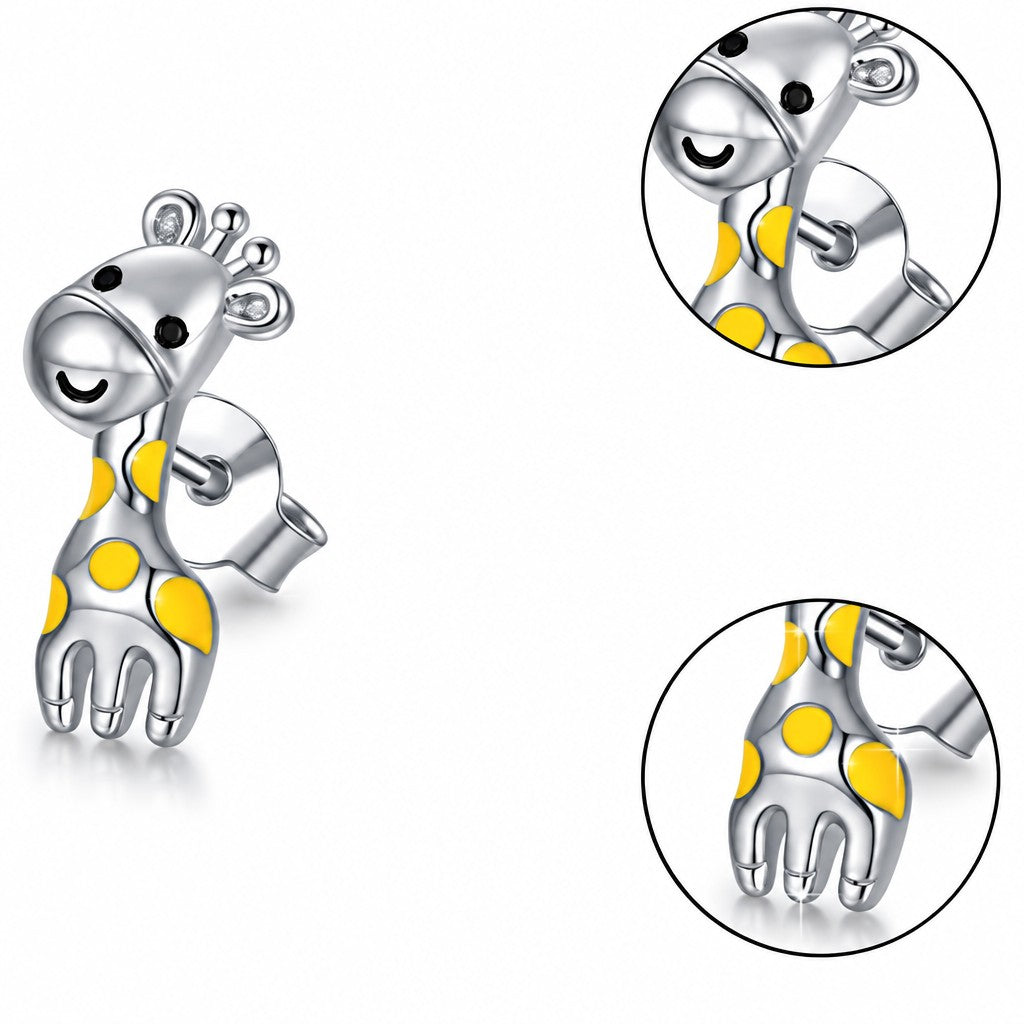 Dainty Yellow Giraffe Stud Earrings