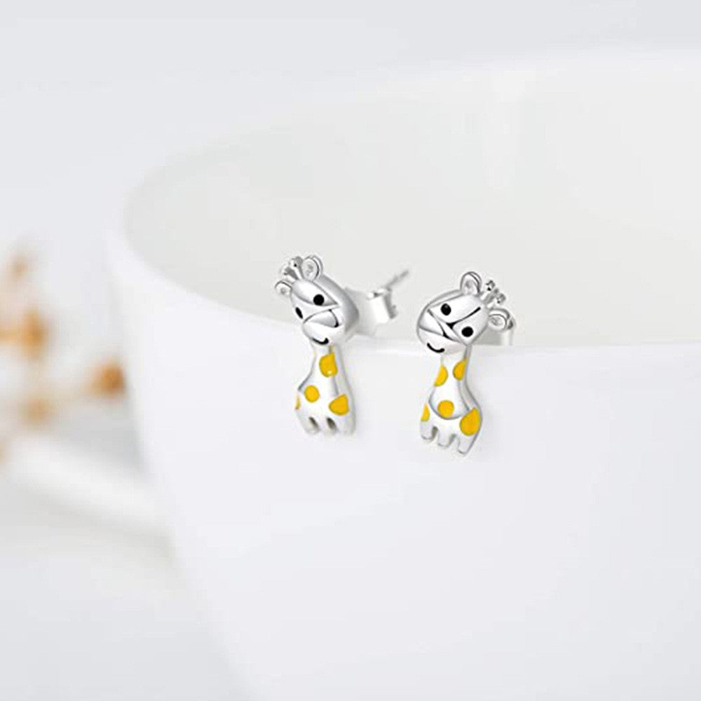 Dainty Yellow Giraffe Stud Earrings