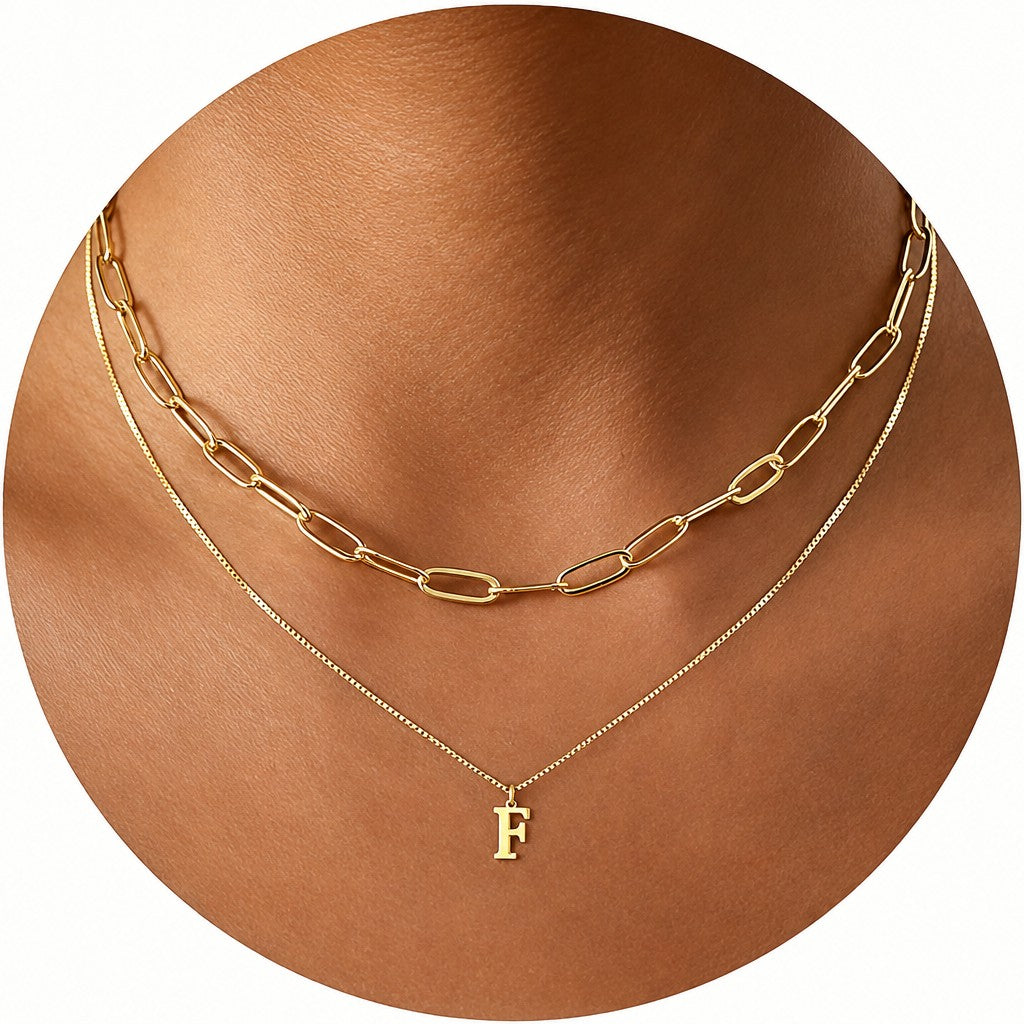Dainty Initial Letter Double Layer Necklace