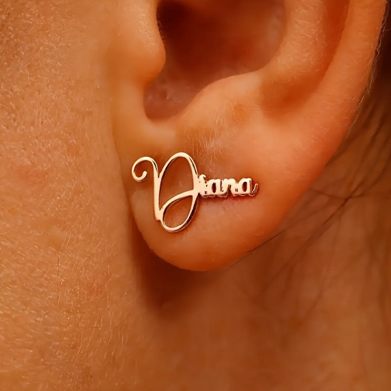 18k Dainty Custom Name Script Earrings