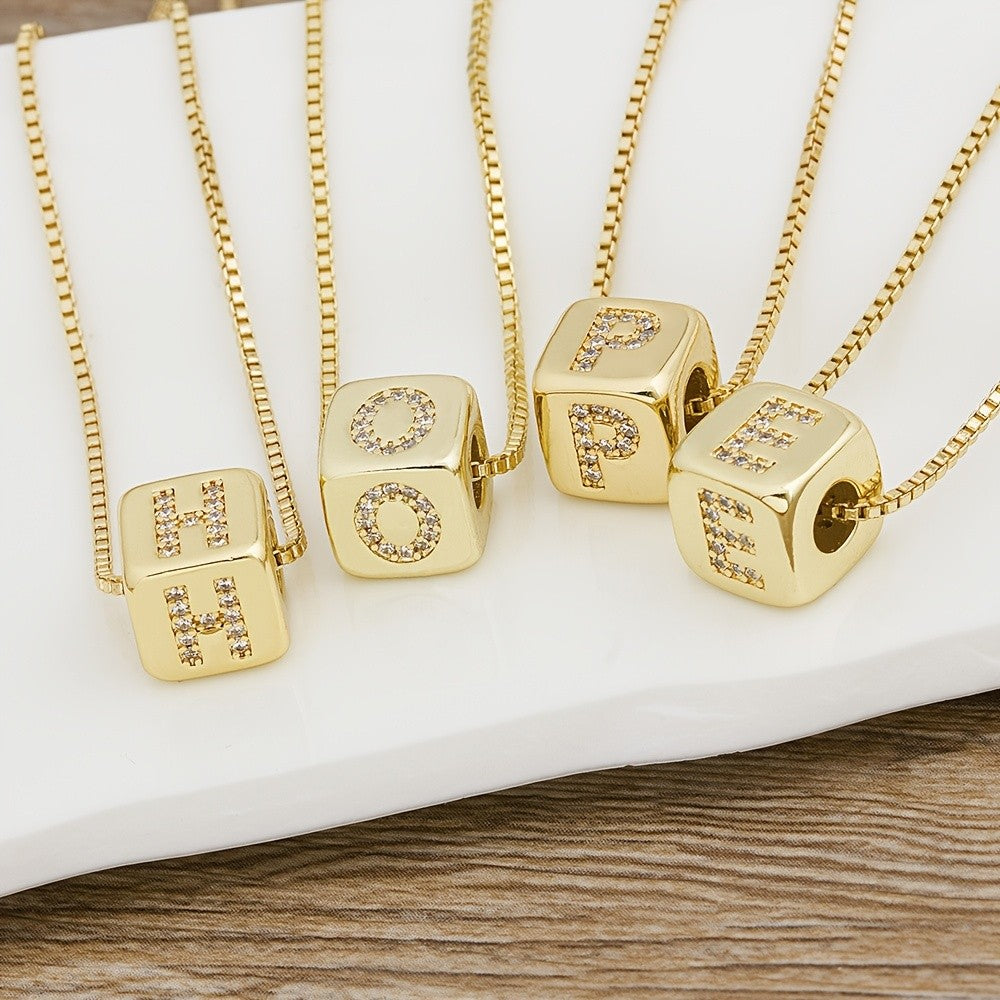 18k Classy Cube Initial Necklace