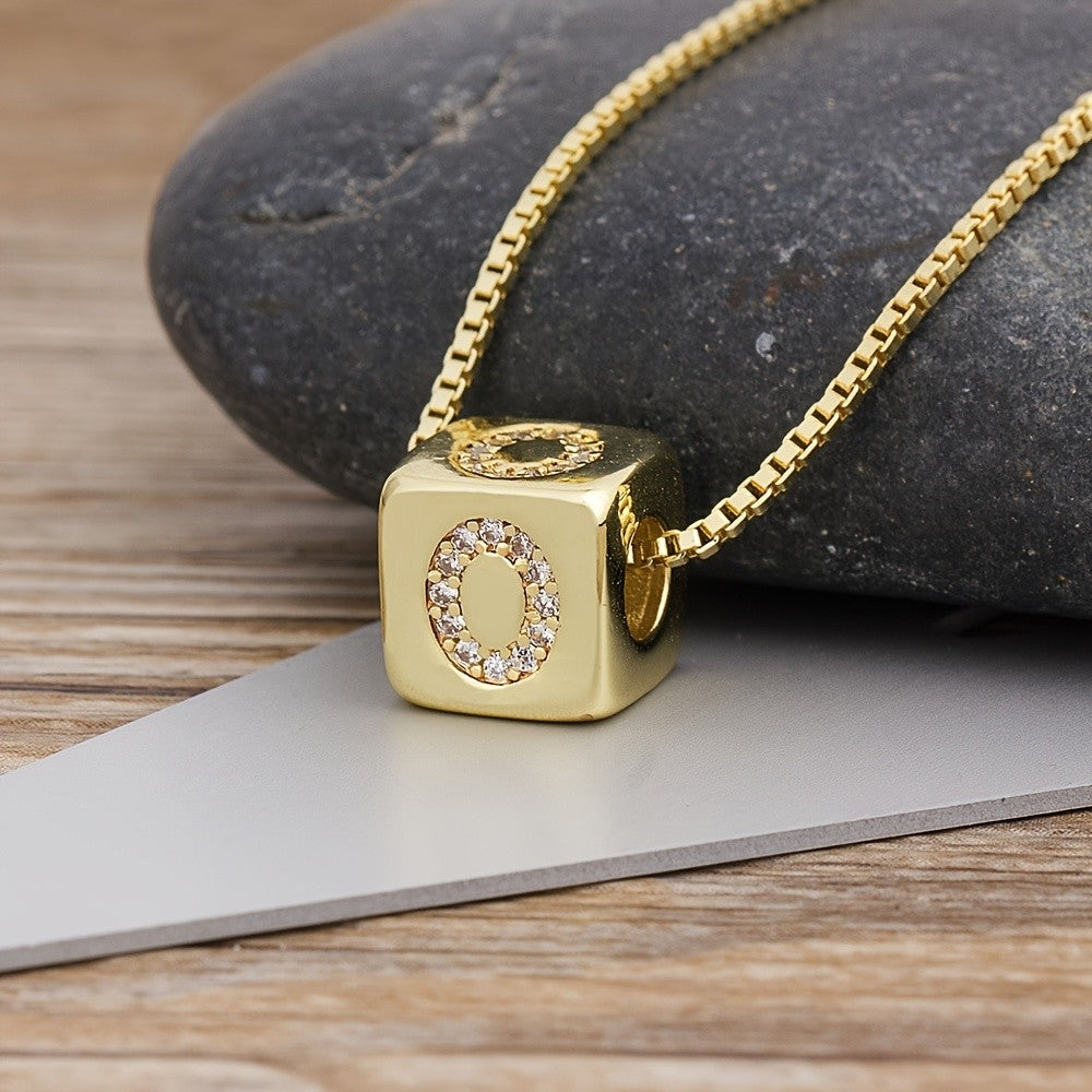 18k Classy Cube Initial Necklace
