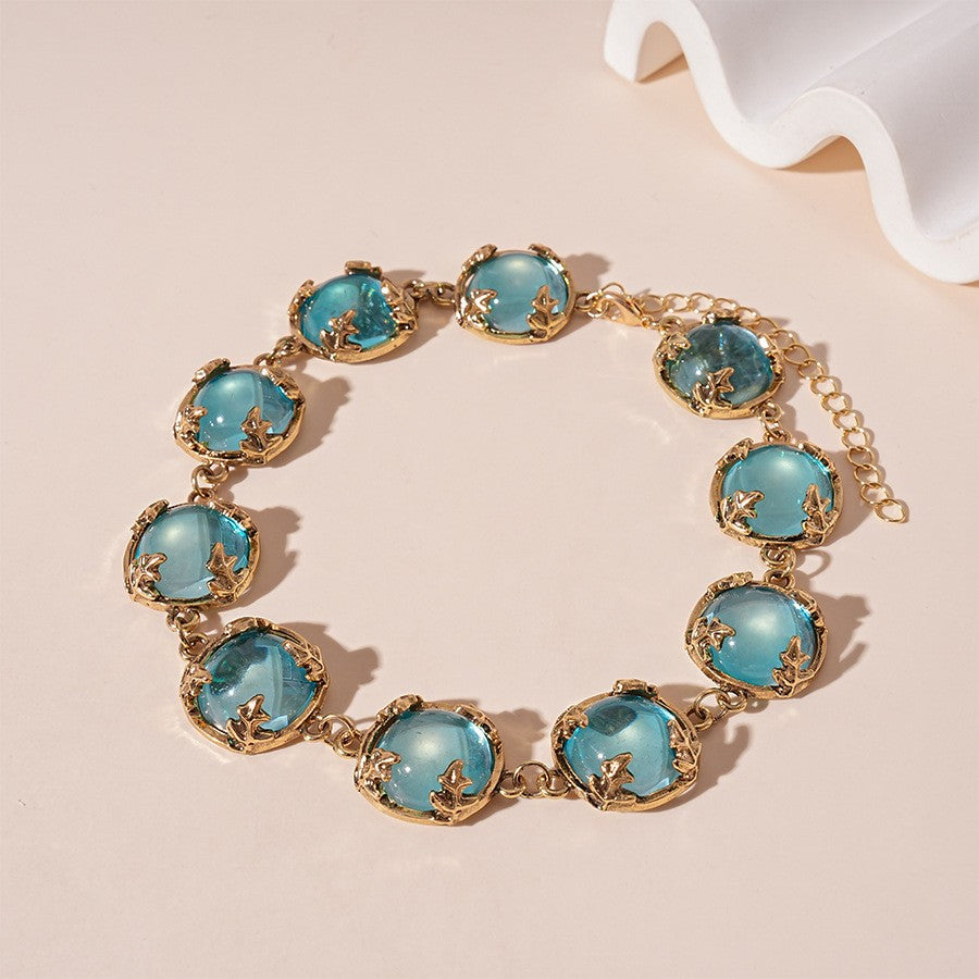 Classy Blue Resin Collar Necklace, Bracelet & Earring Set