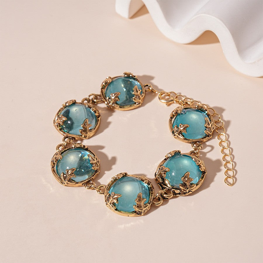 Classy Blue Resin Collar Necklace, Bracelet & Earring Set