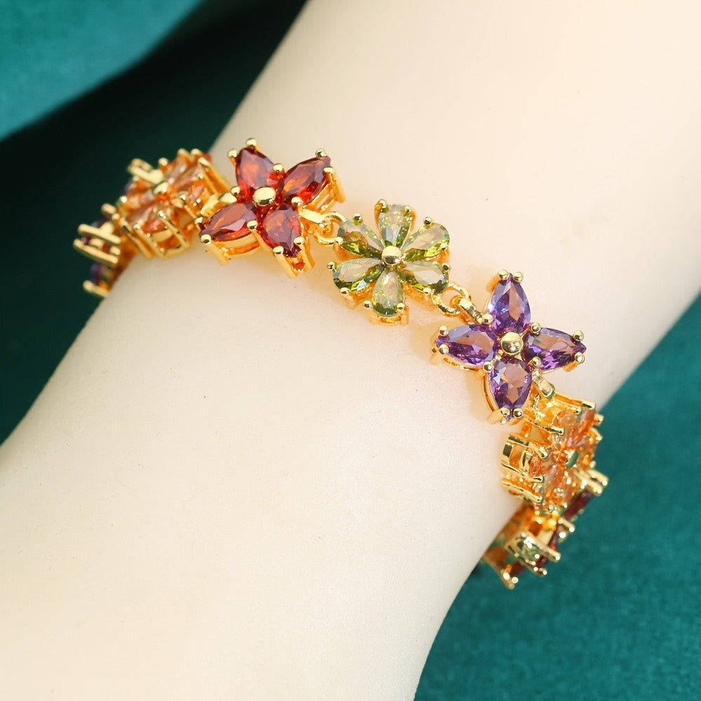 Boho Multicolor Floral Link Bracelet