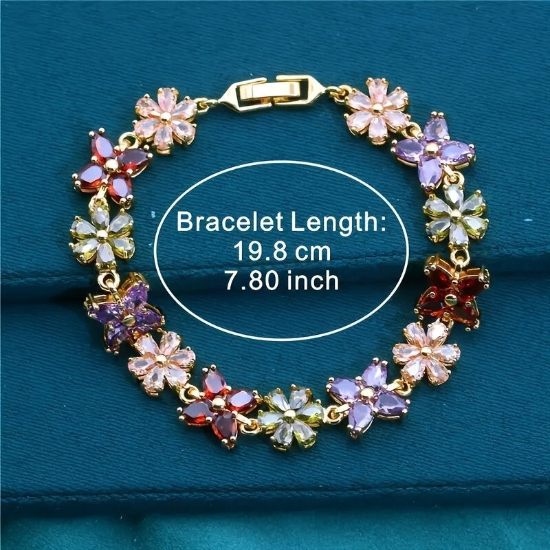 Boho Multicolor Floral Link Bracelet