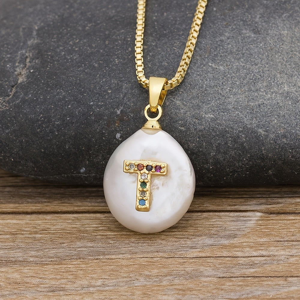 18k Dainty Colorful Initial Necklace