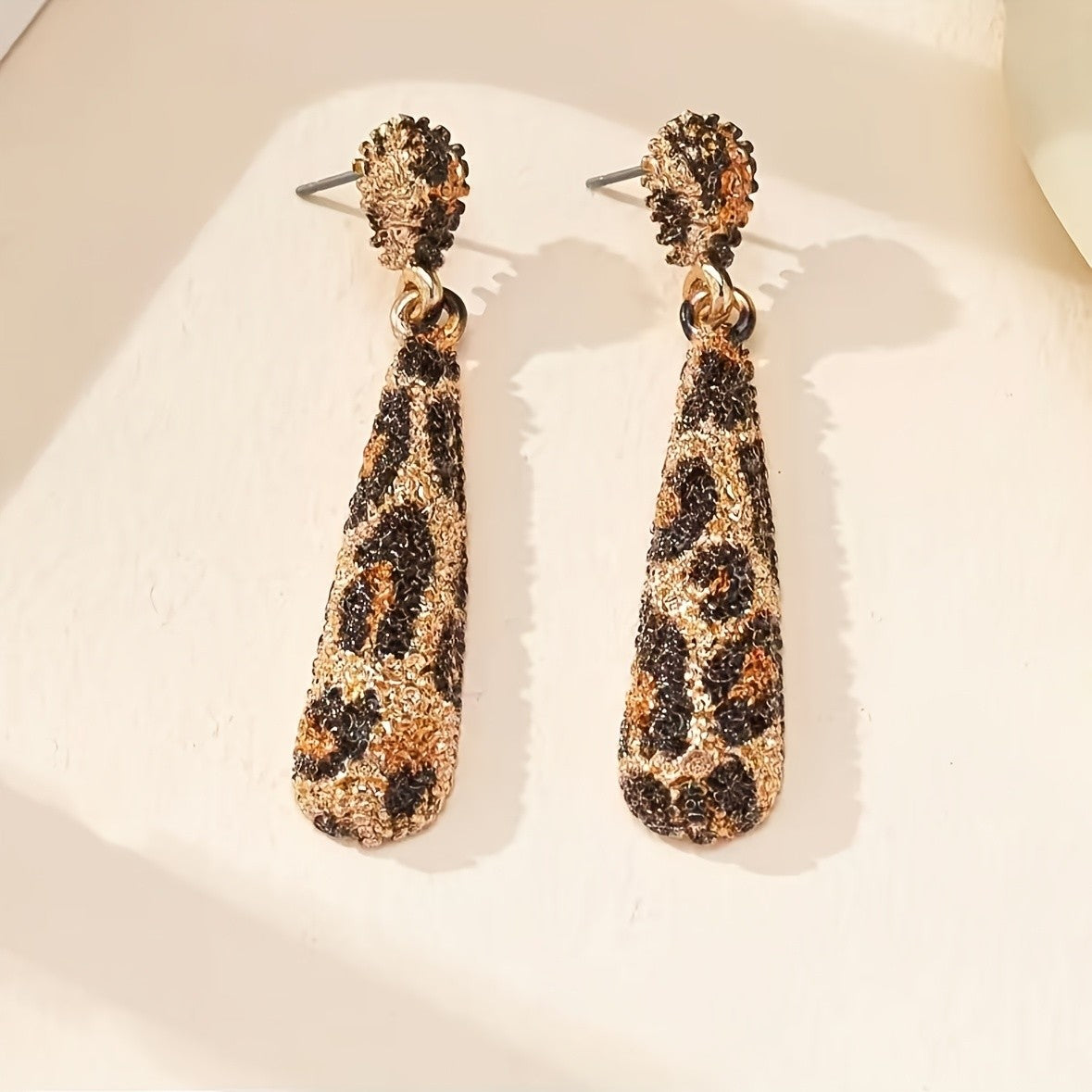 Vintage Leopard Print Teardrop Earrings