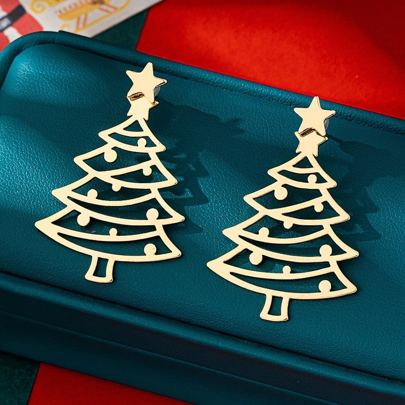 Elegant Christmas Tree Star Earrings