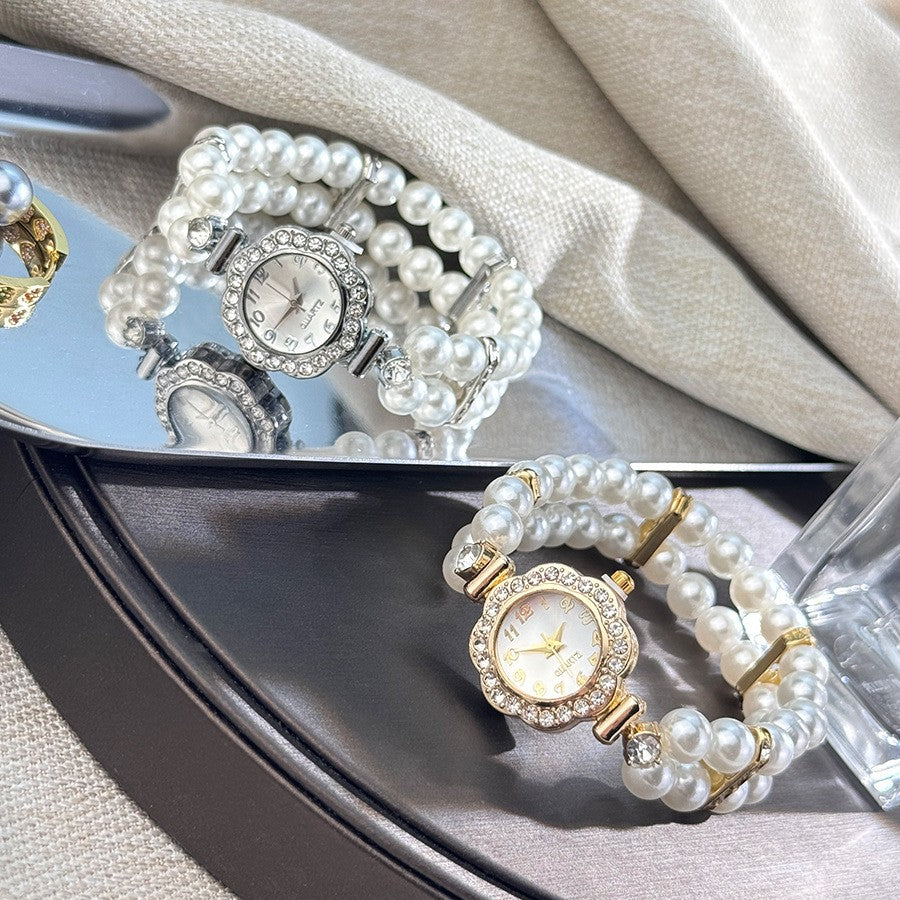 Elegant Vintage Pearl Zircon Watch