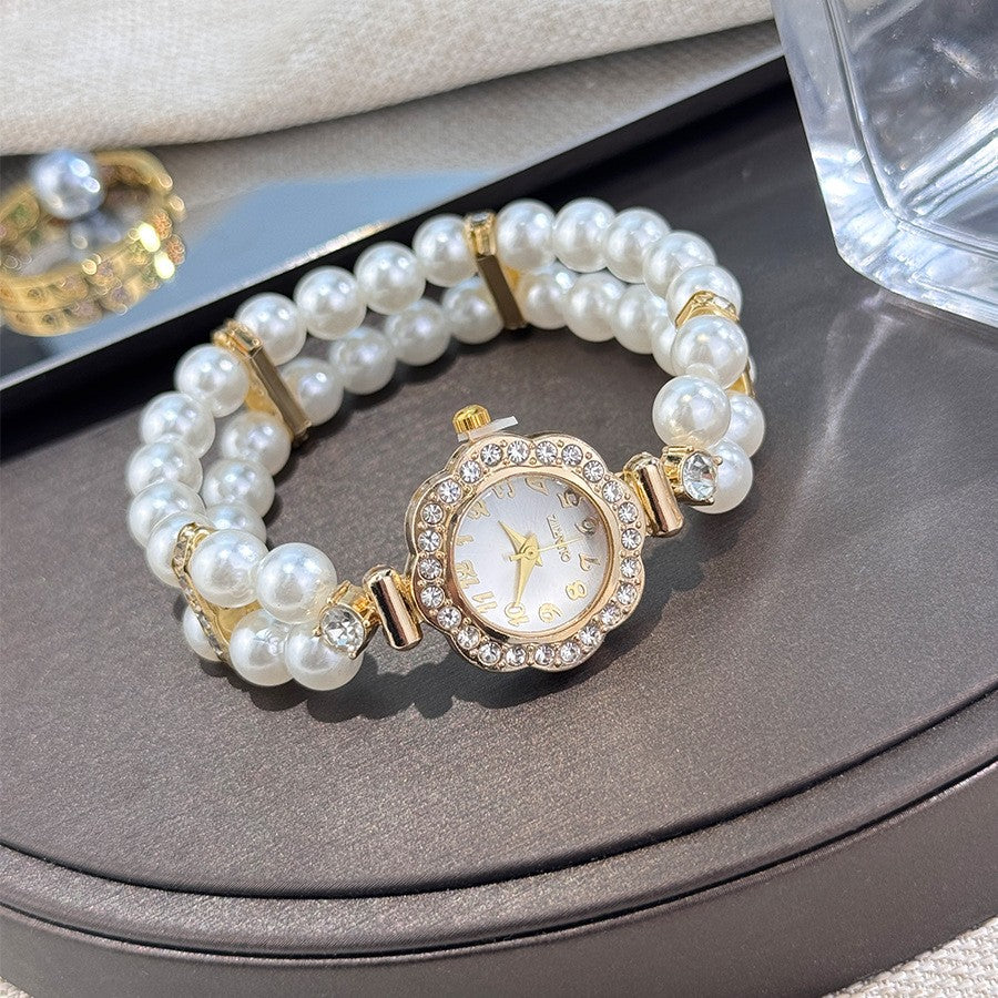 Elegant Vintage Pearl Zircon Watch