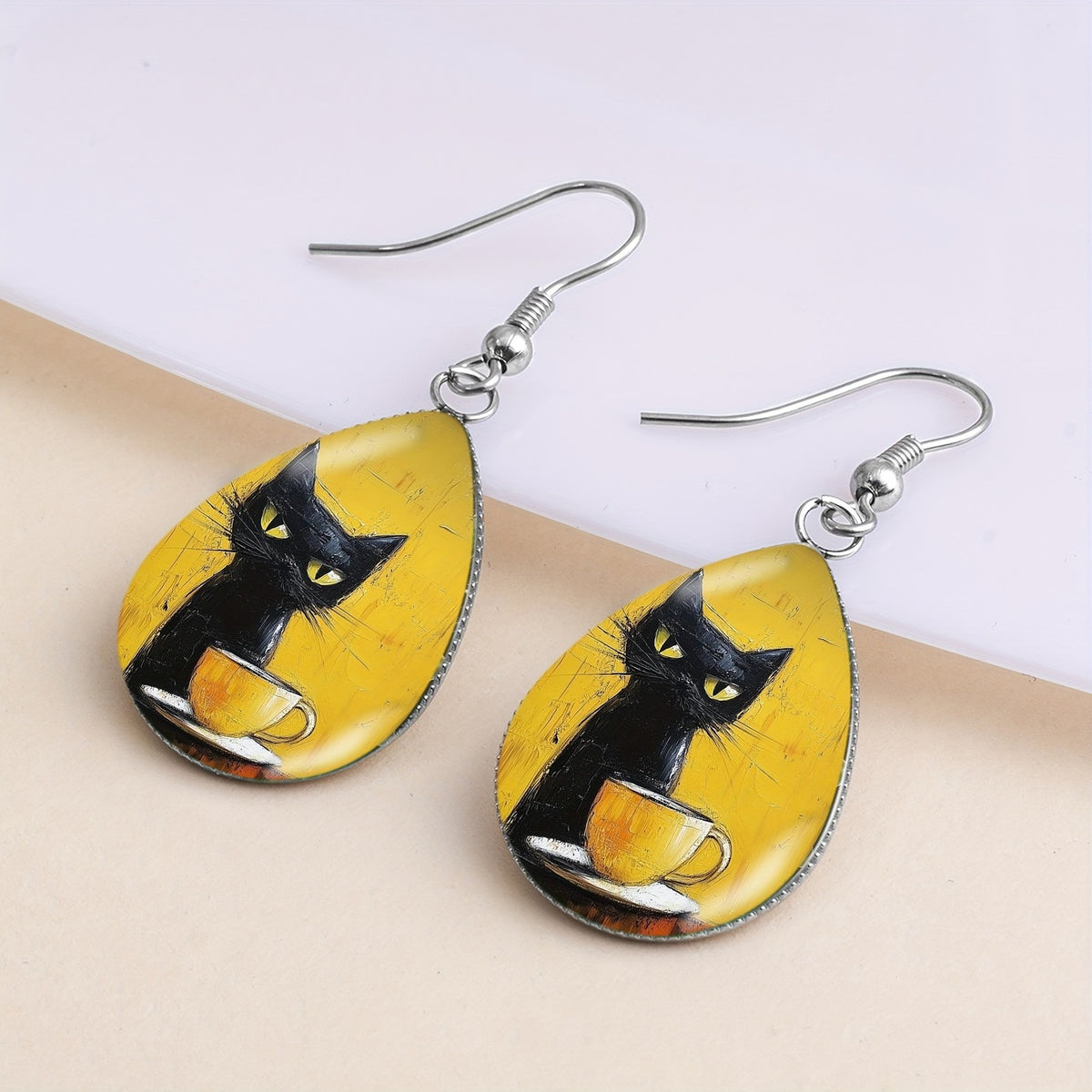 Cute Black Cat Drop Earrings