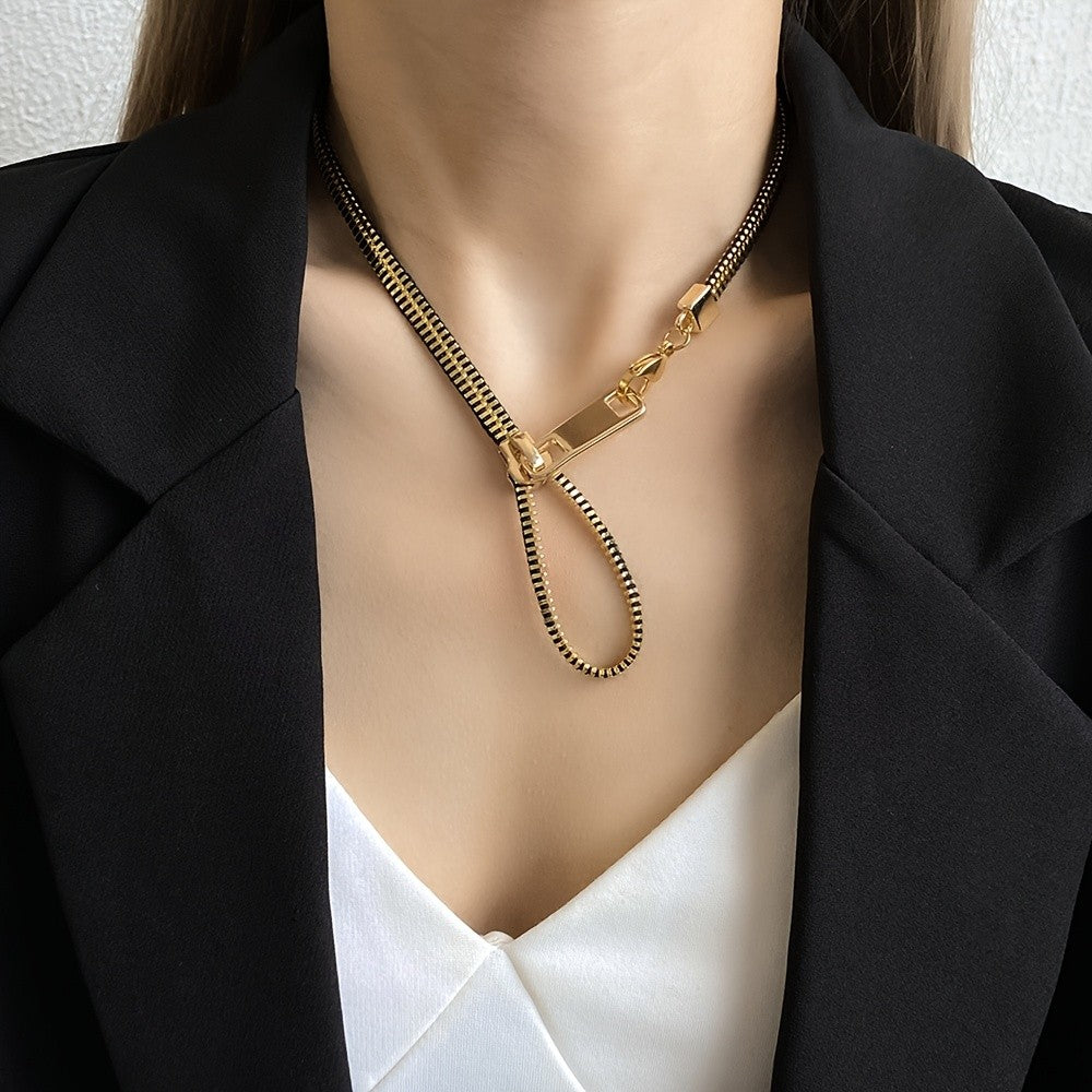 14k Funky Zipper Pull Necklace