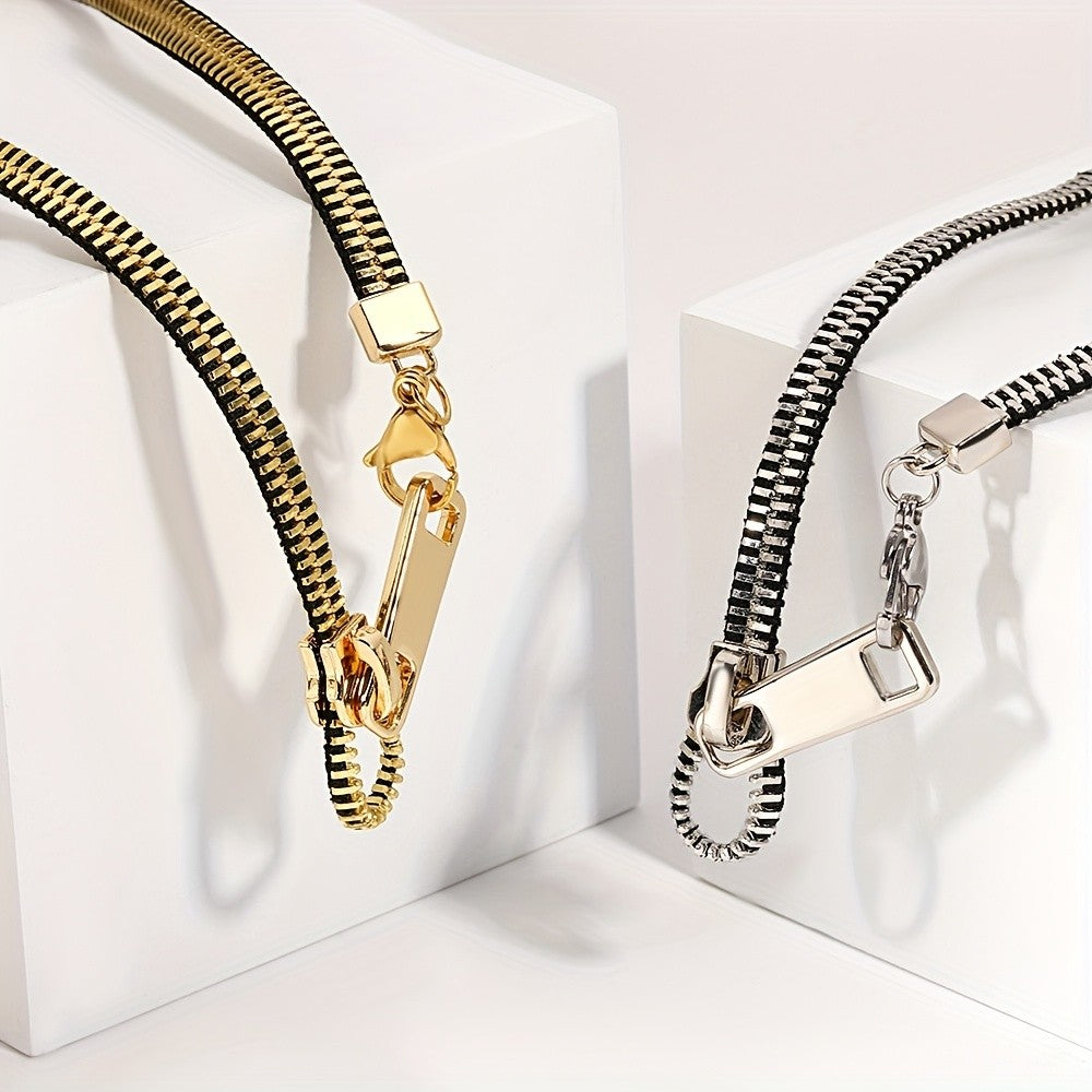 14k Funky Zipper Pull Necklace
