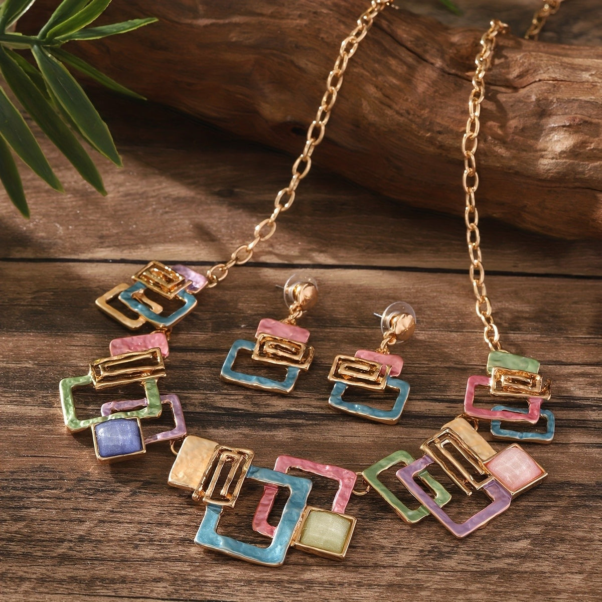 Boho Colorful Geometric Necklace Set