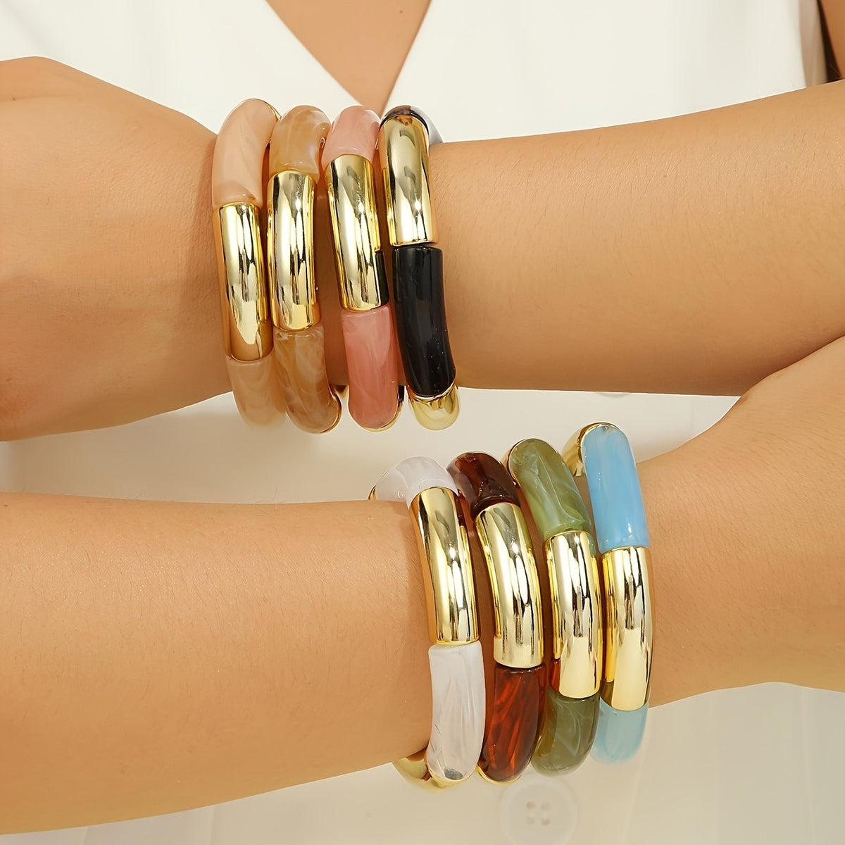 8pc Boho Acrylic Bracelet Set