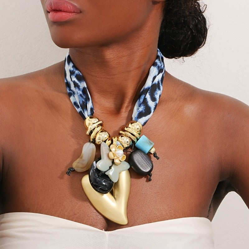 Boho Leopard Print Heart Necklace