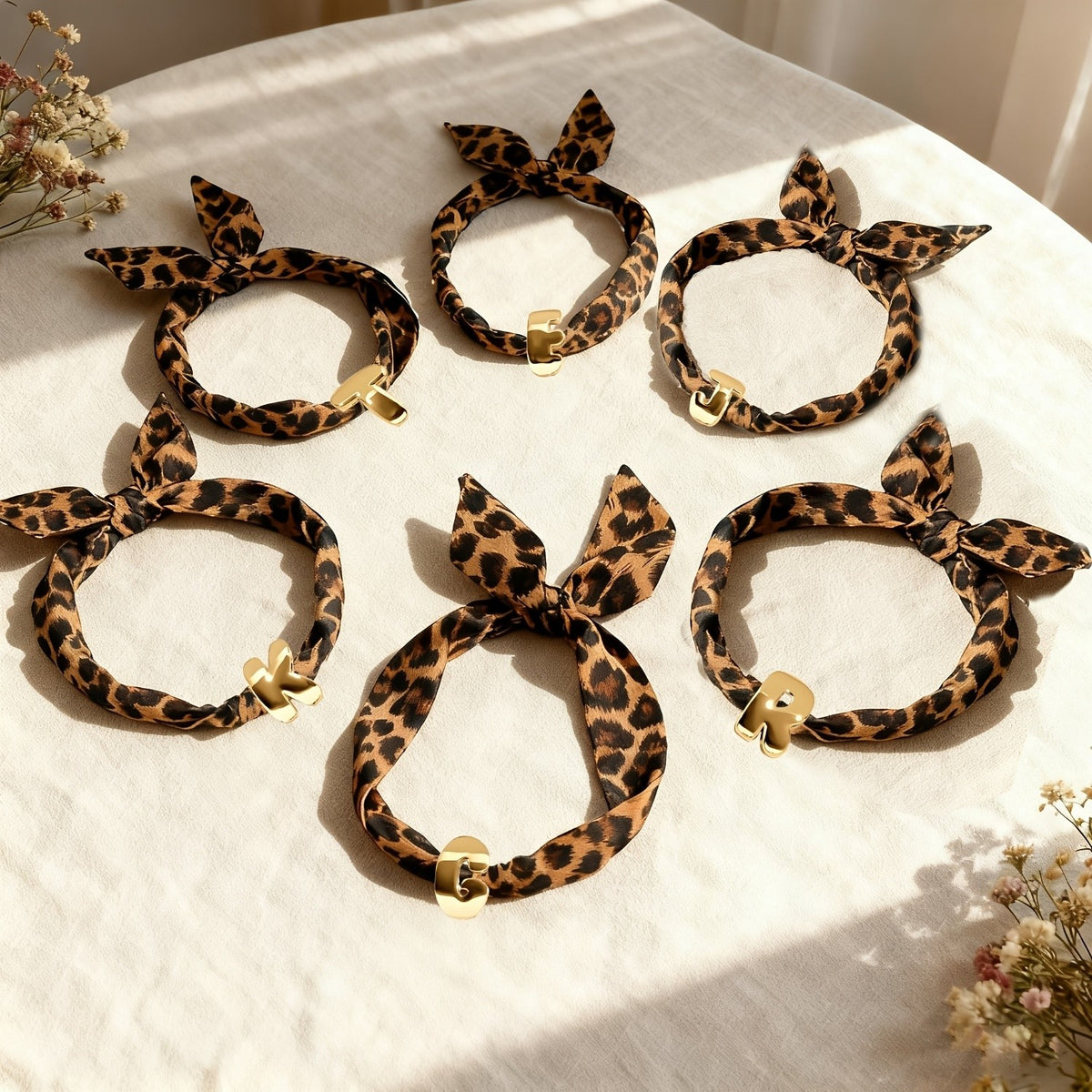 Vintage Leopard Print Initial Necklace