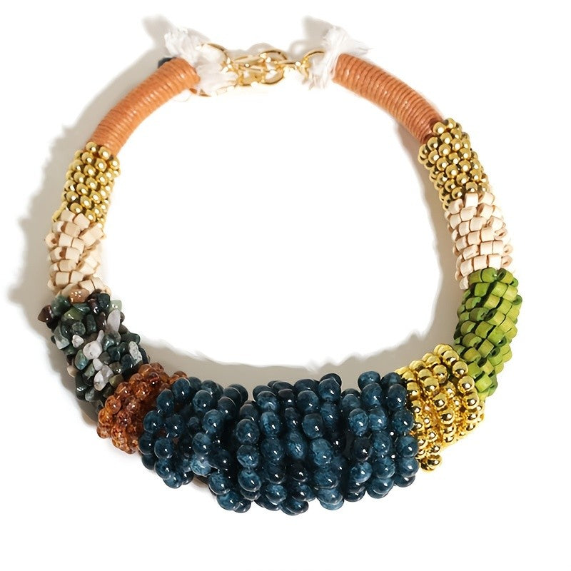 Boho Multi-Color Beaded Statement Necklace