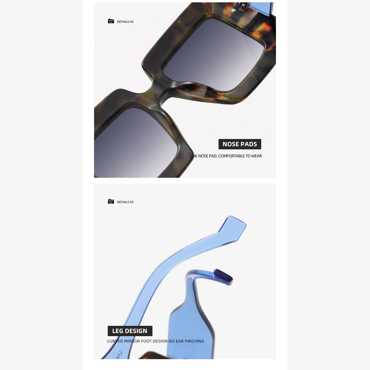 Trendy Blue Striped Square Sunglasses