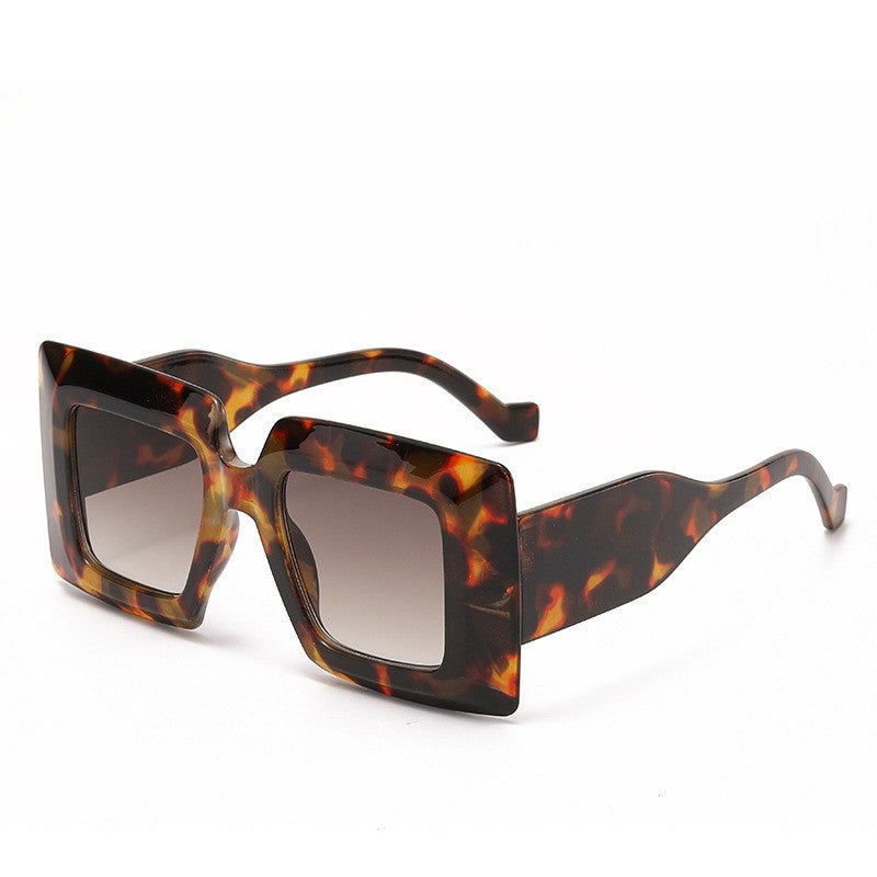 Trendy Blue Striped Square Sunglasses
