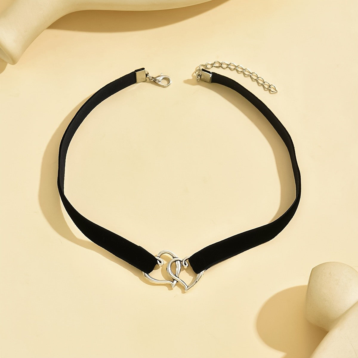 Romantic Double Heart Choker Necklace