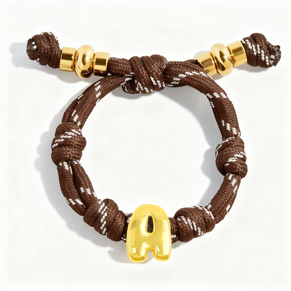 Adjustable Woven Letter Initial Bracelet