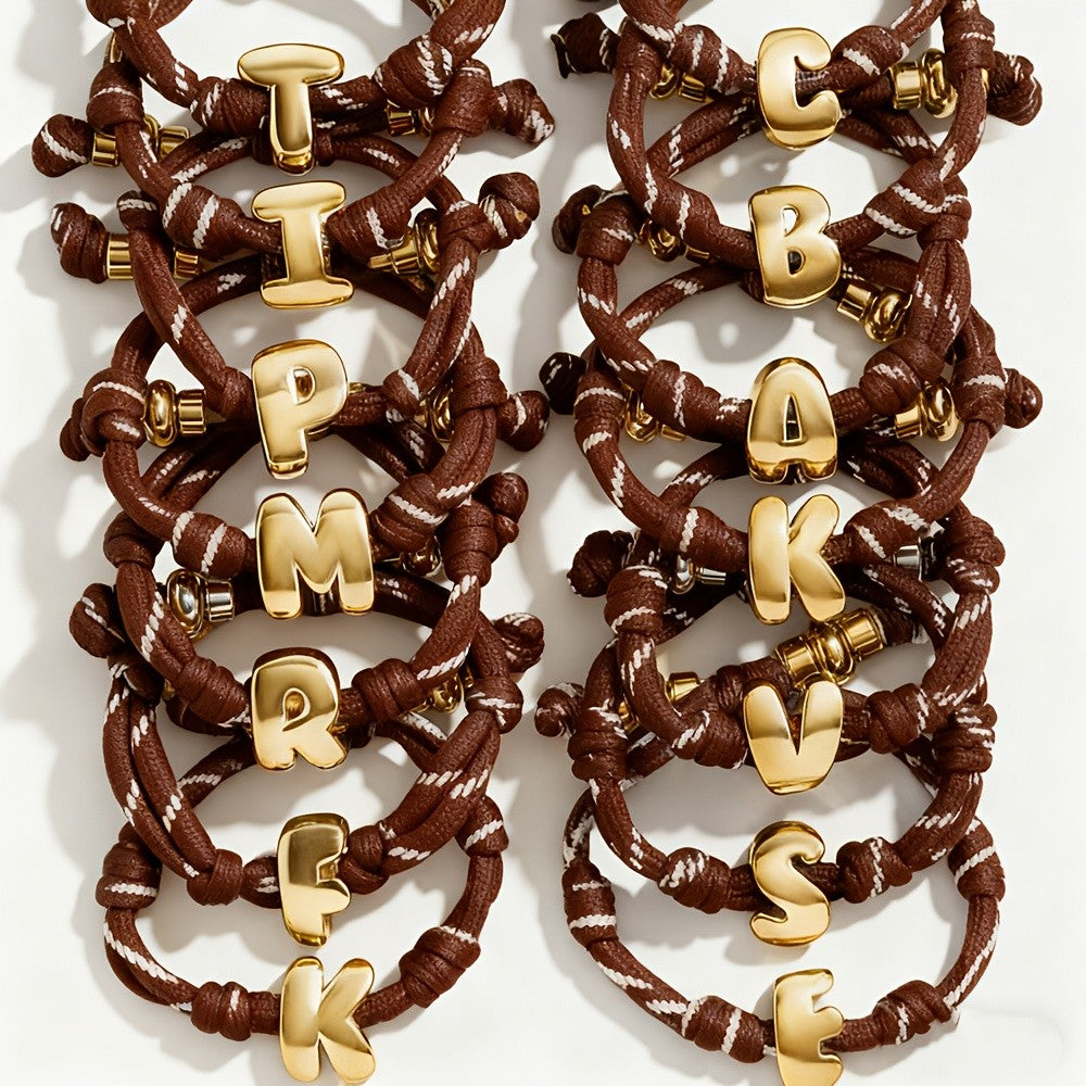 Adjustable Woven Letter Initial Bracelet