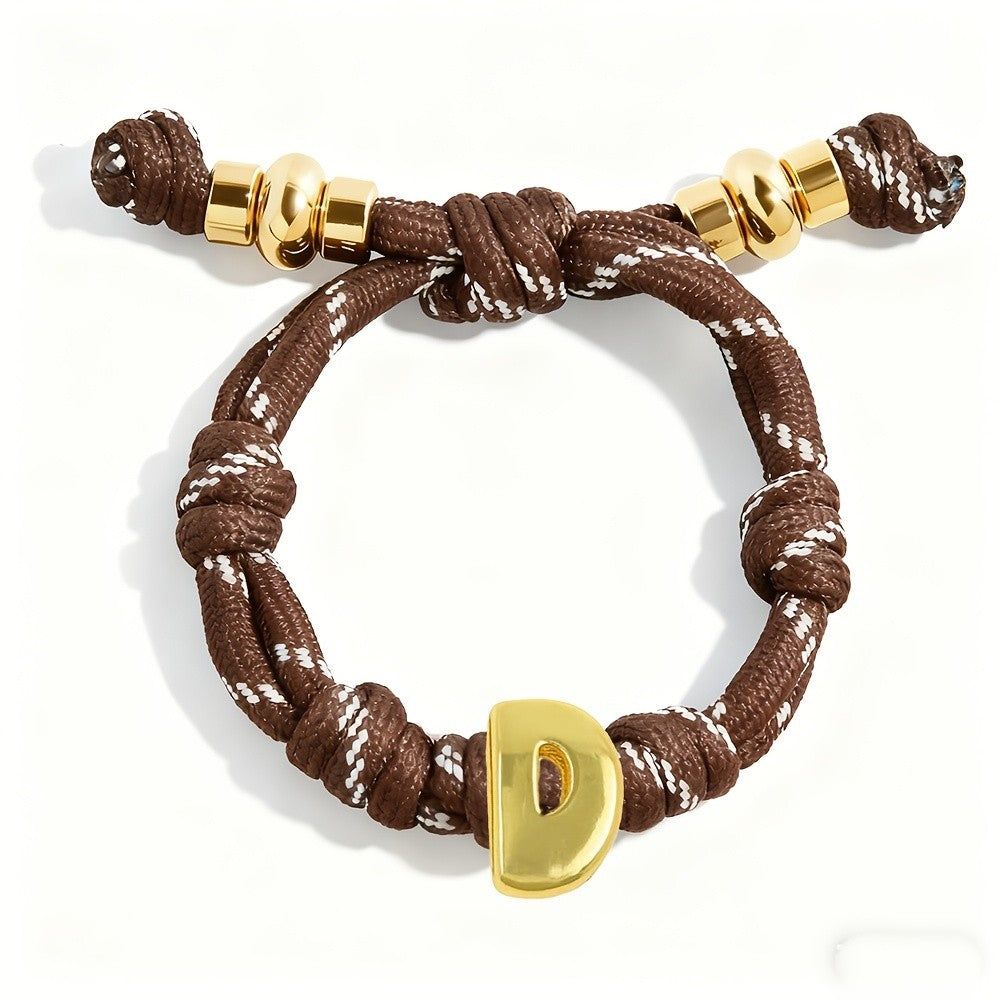 Adjustable Woven Letter Initial Bracelet