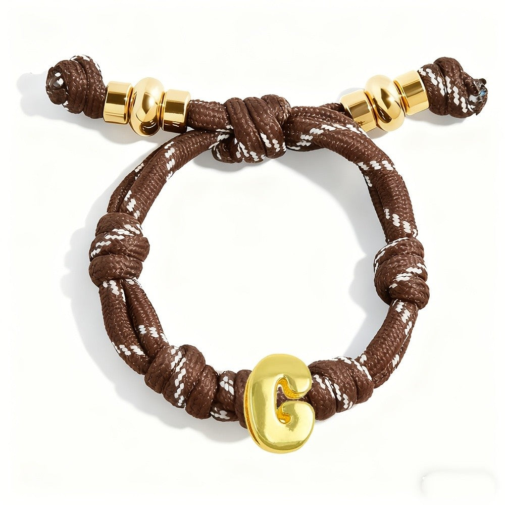 Adjustable Woven Letter Initial Bracelet
