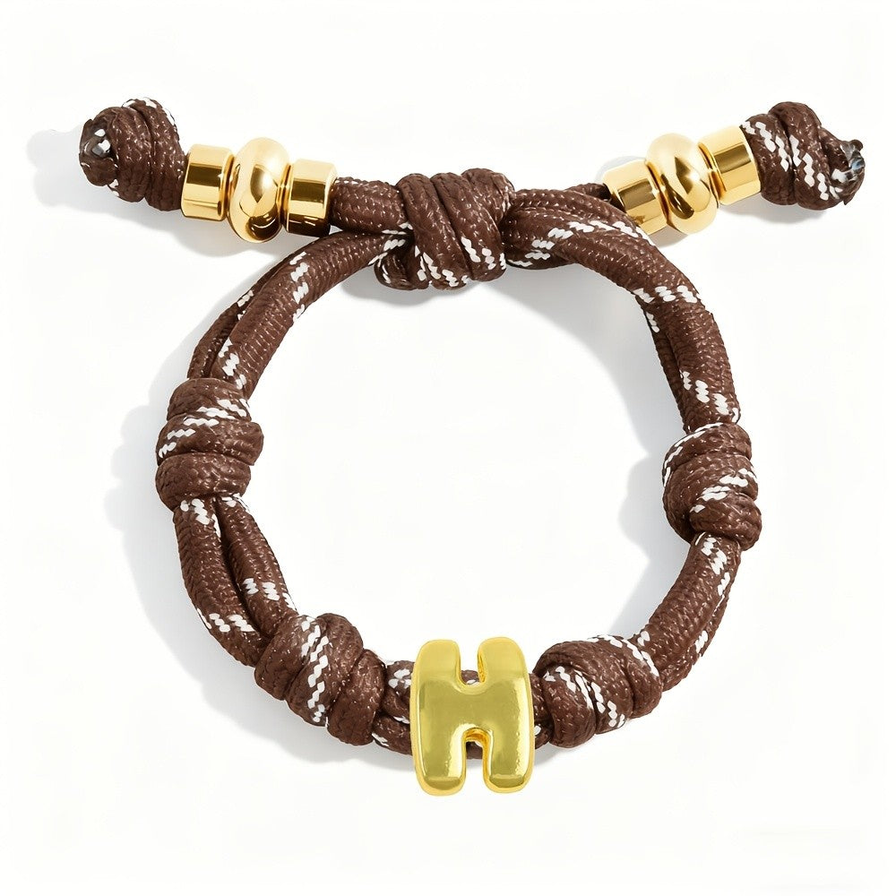 Adjustable Woven Letter Initial Bracelet