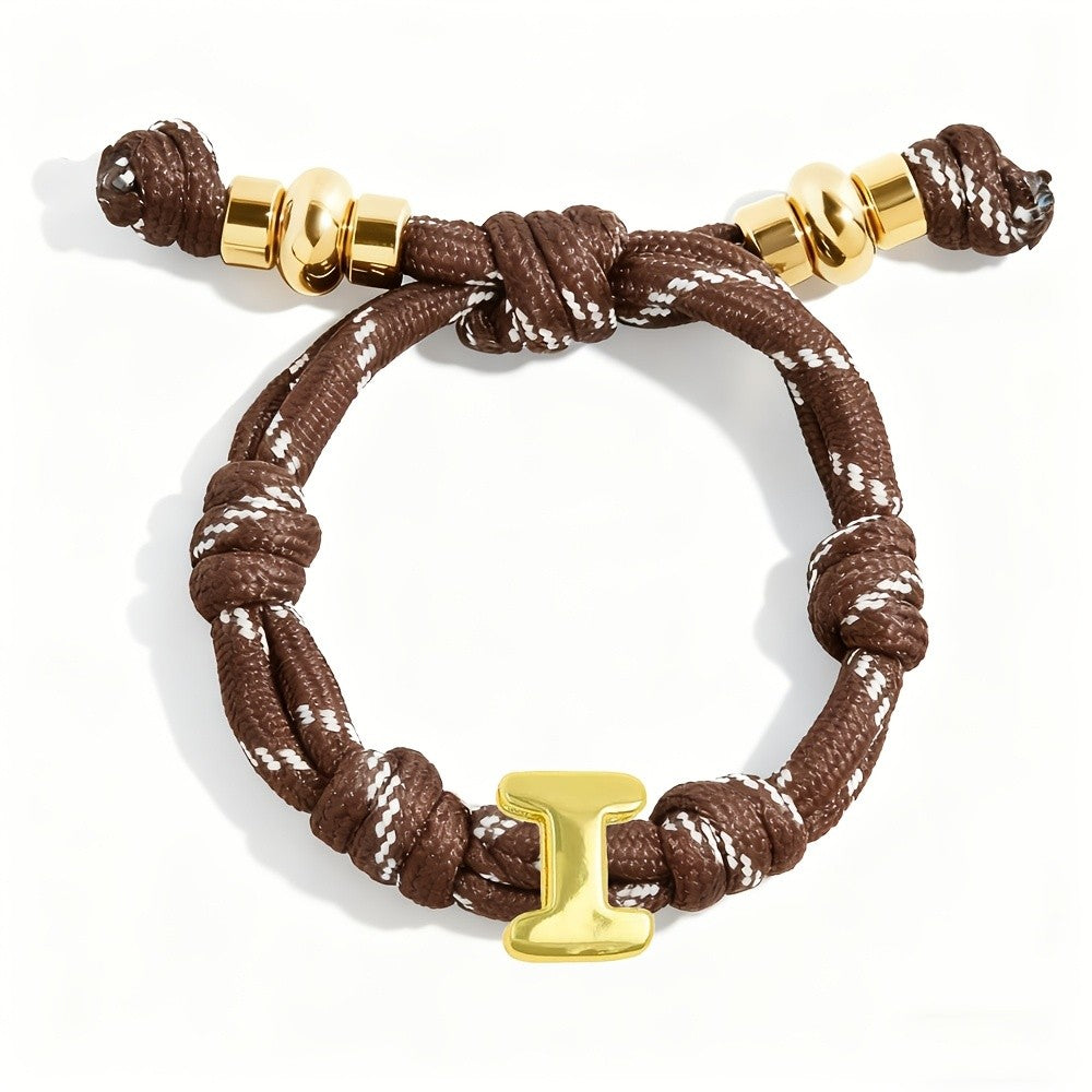 Adjustable Woven Letter Initial Bracelet