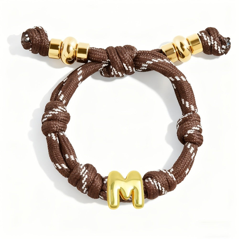 Adjustable Woven Letter Initial Bracelet