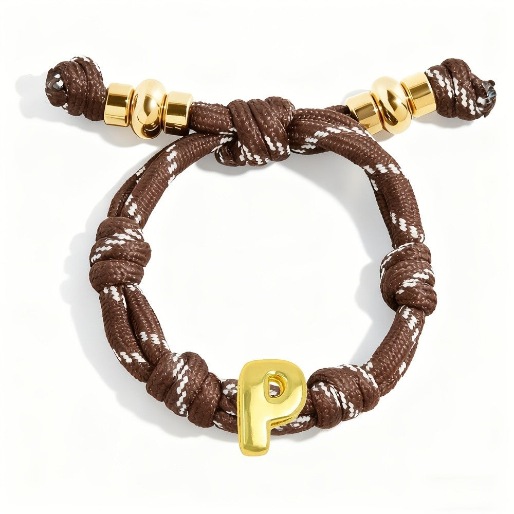 Adjustable Woven Letter Initial Bracelet