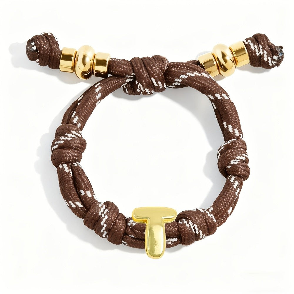 Adjustable Woven Letter Initial Bracelet