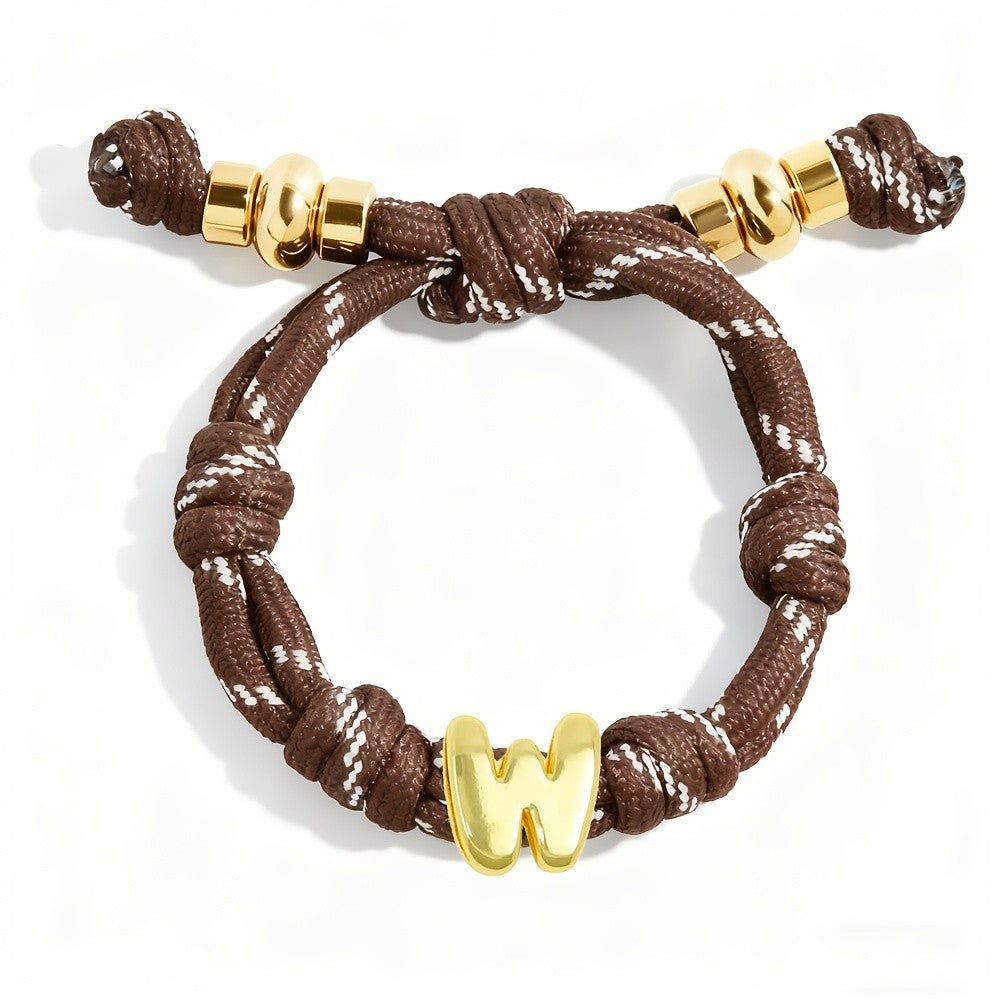 Adjustable Woven Letter Initial Bracelet