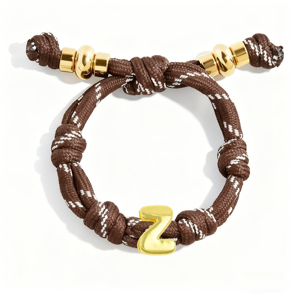 Adjustable Woven Letter Initial Bracelet