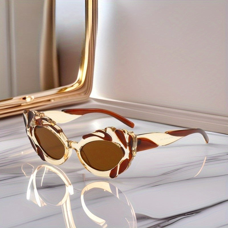 Classy Amber Floral Cat Eye Sunglasses