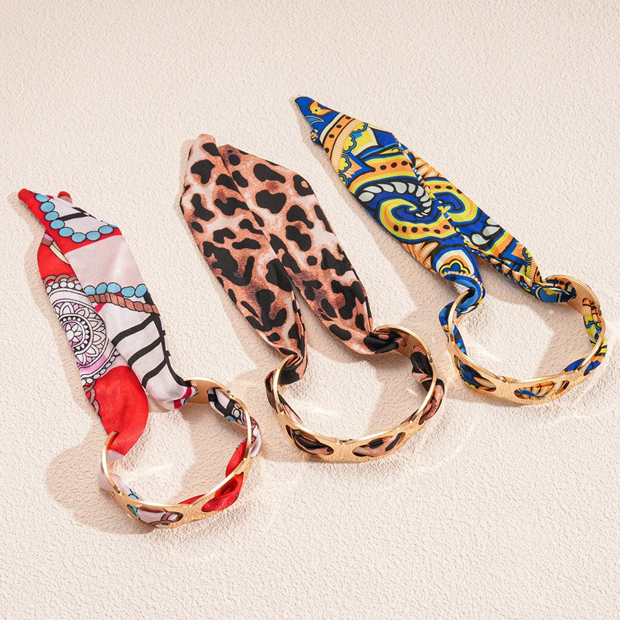 18k Boho Multi-Print Fabric Link Bracelet