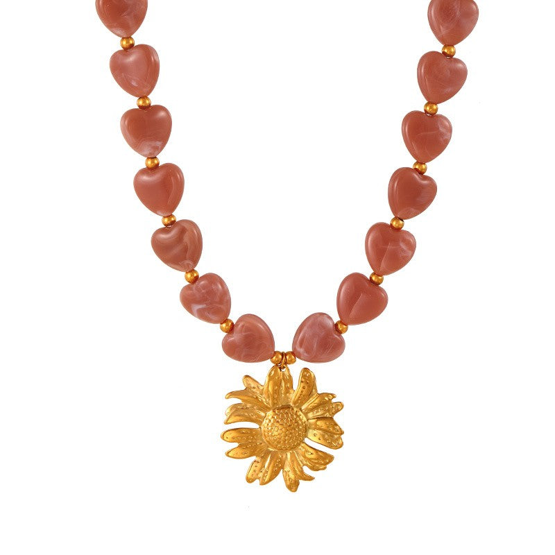 18k Vintage Heart Cross Necklace