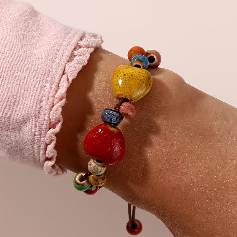 Boho Multi-Color Glazed Ceramic Bracelet
