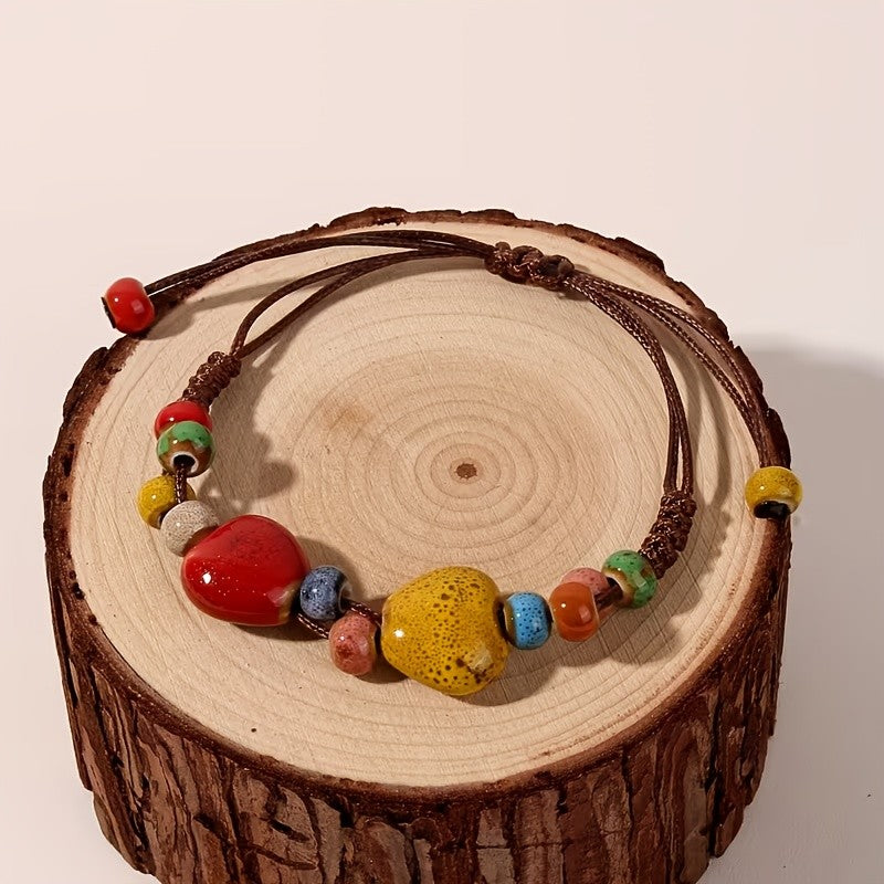 Boho Multi-Color Glazed Ceramic Bracelet