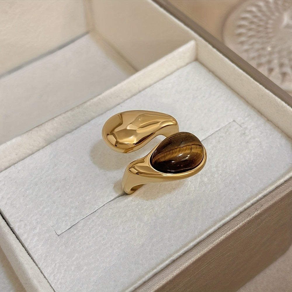 Vintage Tiger Eye Teardrop Ring