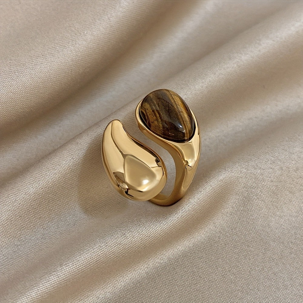 Vintage Tiger Eye Teardrop Ring