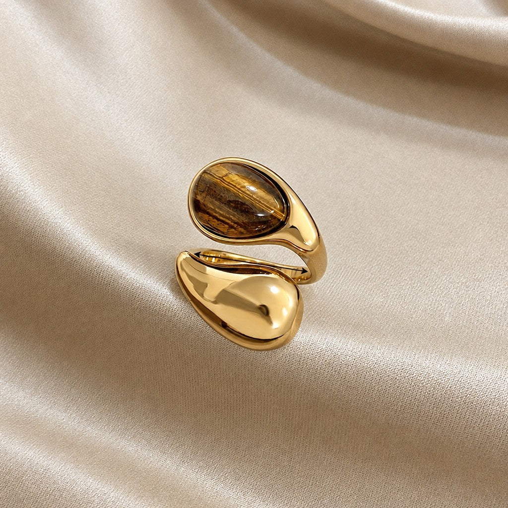 Vintage Tiger Eye Teardrop Ring