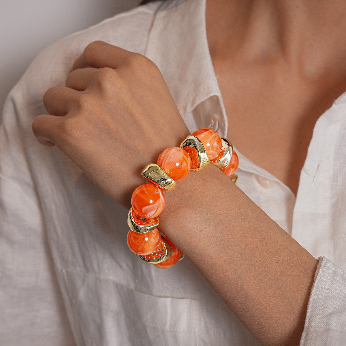 Boho Marbled Bead Bracelet Set