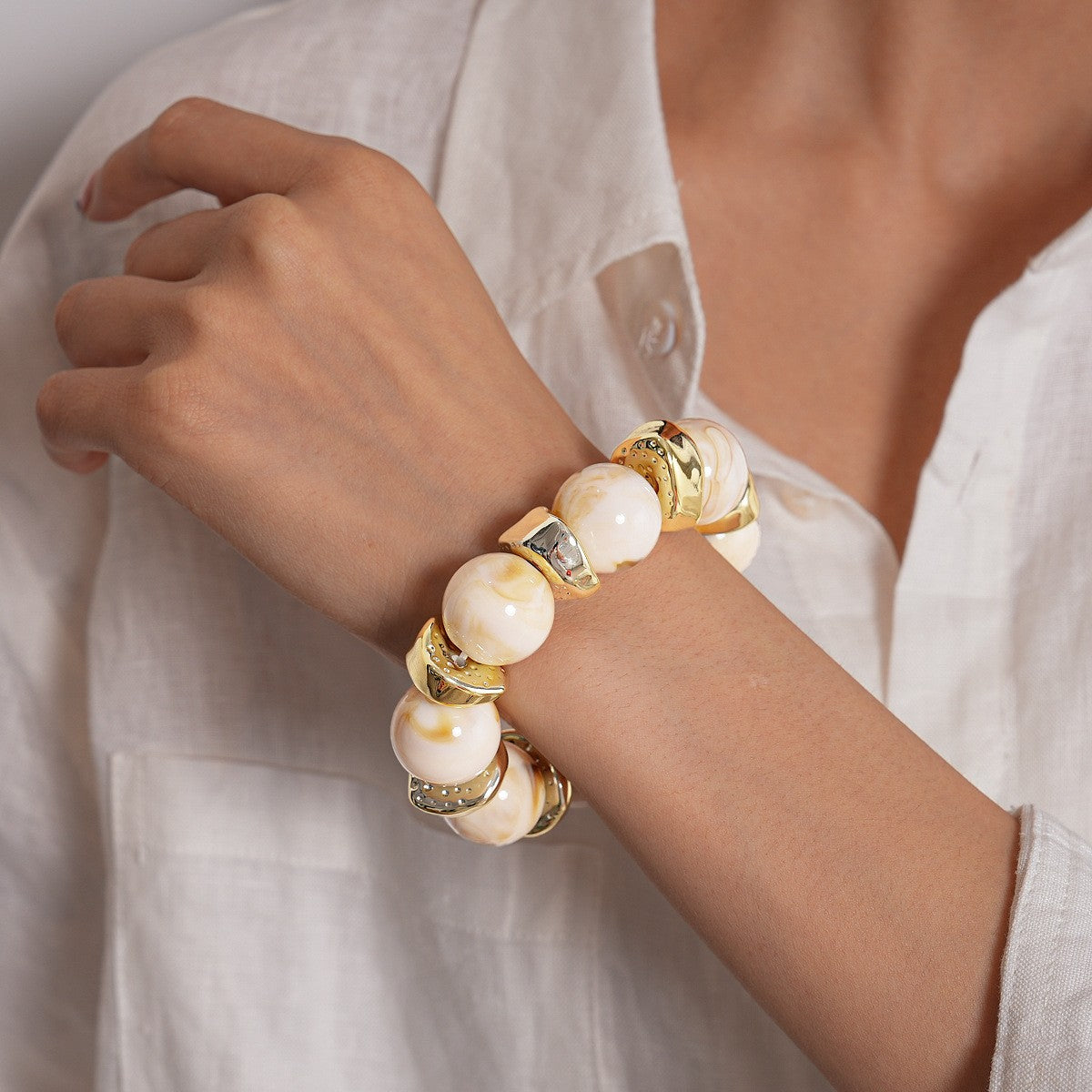 Boho Marbled Bead Bracelet Set