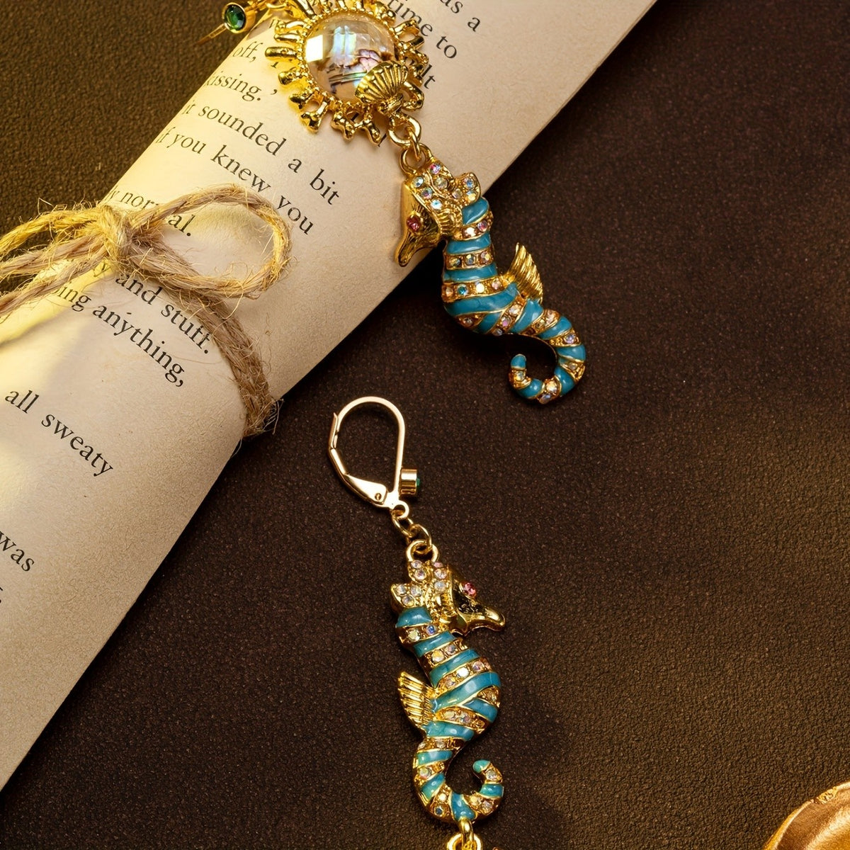 Classy Enamel Seahorse Drop Earrings