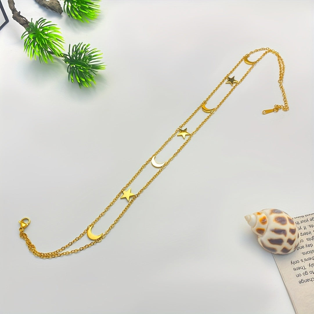 Boho Celestial Star Moon Layered Necklace