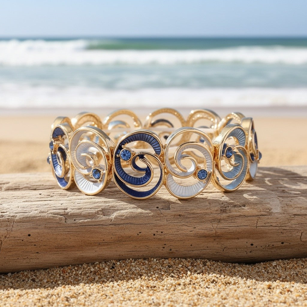 Boho Blue Spiral Stretch Bracelet